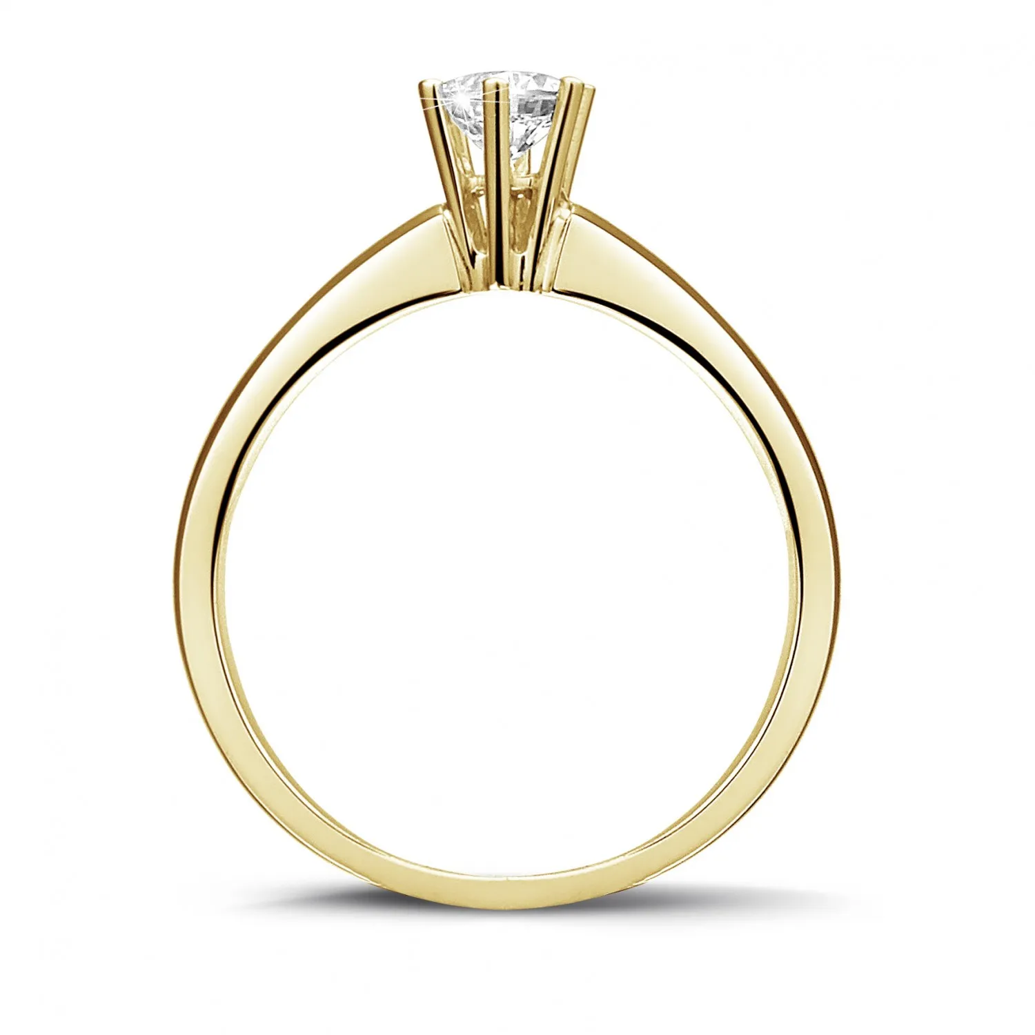 0.30 quilates anillo solitario diamante con 6 grapas en oro amarillo 