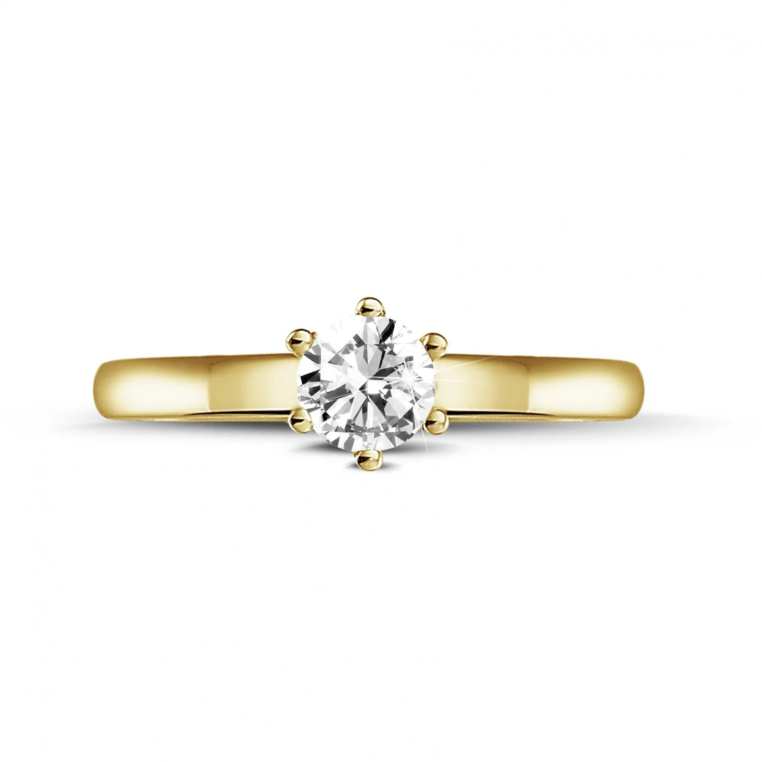 0.30 quilates anillo solitario diamante con 6 grapas en oro amarillo 
