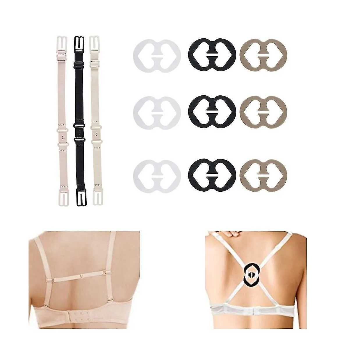 3 PACK SOPORTE DE CORREA ELáSTICA PARA MUJER ANTIDESLIZANTE  MANTENGA SUS CORREAS DE SUJETADOR EN SU LUGAR