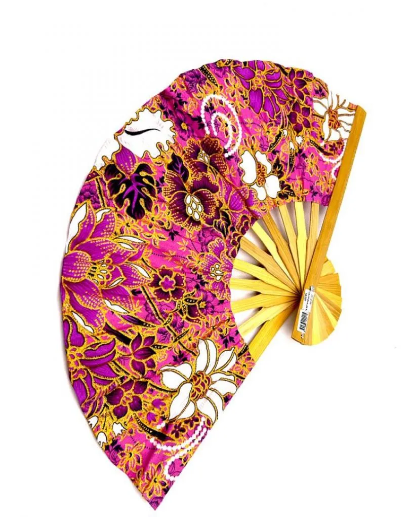 ABANICOS BUGAMBILIAS CON ORIGINAL ESTAMPADO DE TELAS EXOTICAS