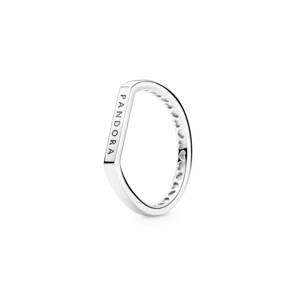 ANILLO DE PLATA DE LEY CON BARRA FINA CON LOGO DE PANDORA Talla 52