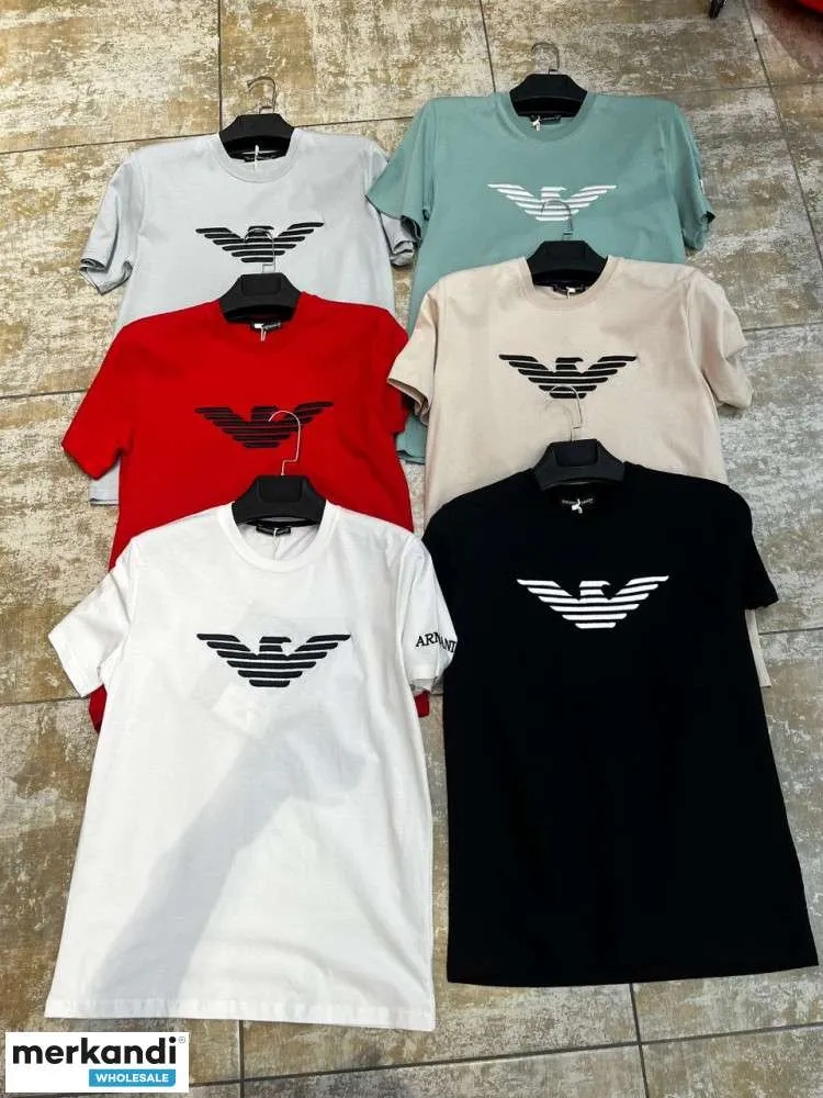 Armani hombreCamiseta de algodón mercerizado con estampado de logotipo