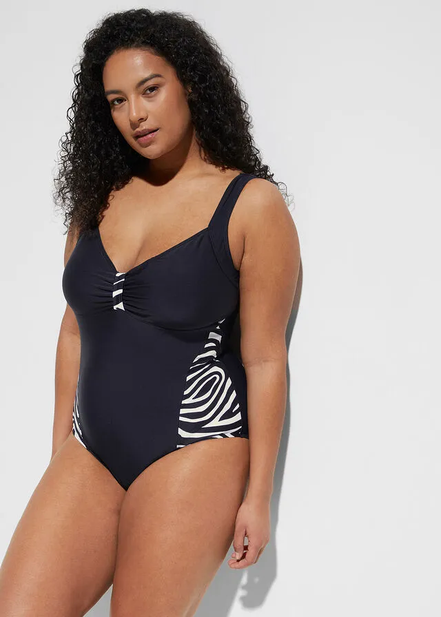 BAñADOR NEGROBLANCO CON ESTAMPADO DE CEBRA