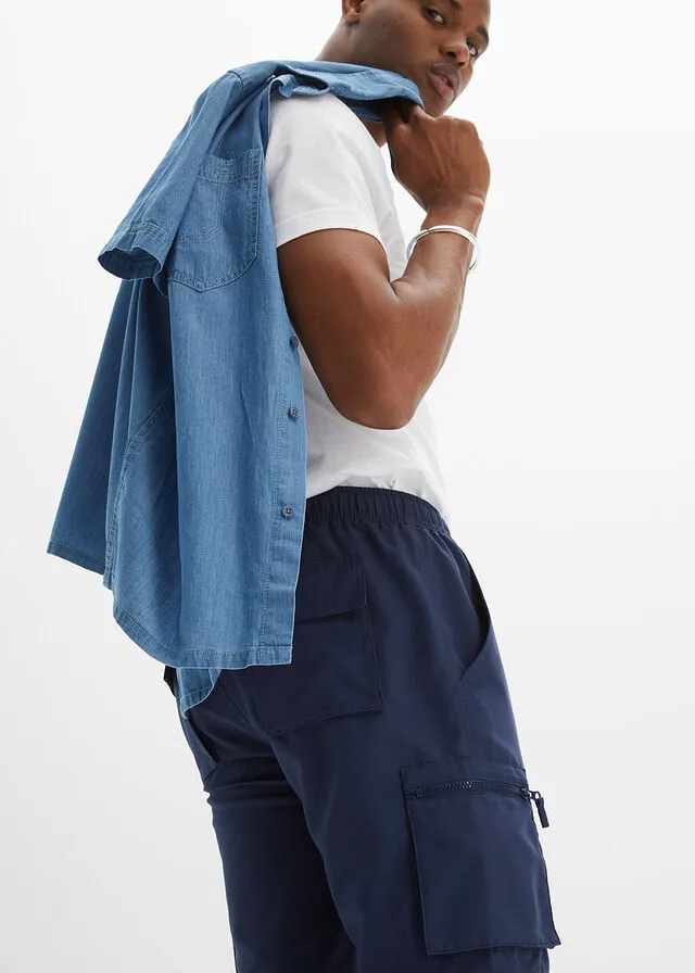 Bermudas de microfibra con estampado cargo Azul marino