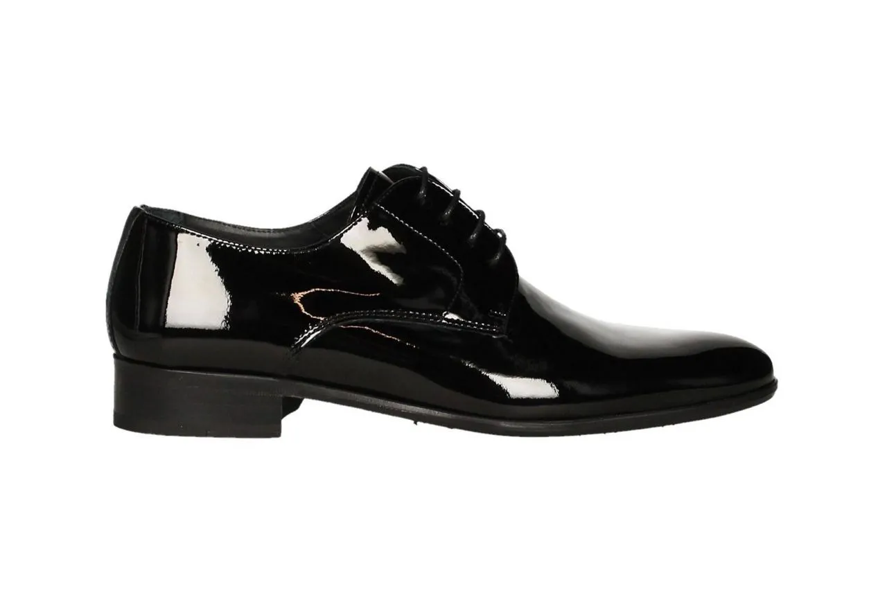 Blucher Liso Charol Negro Piso Suela