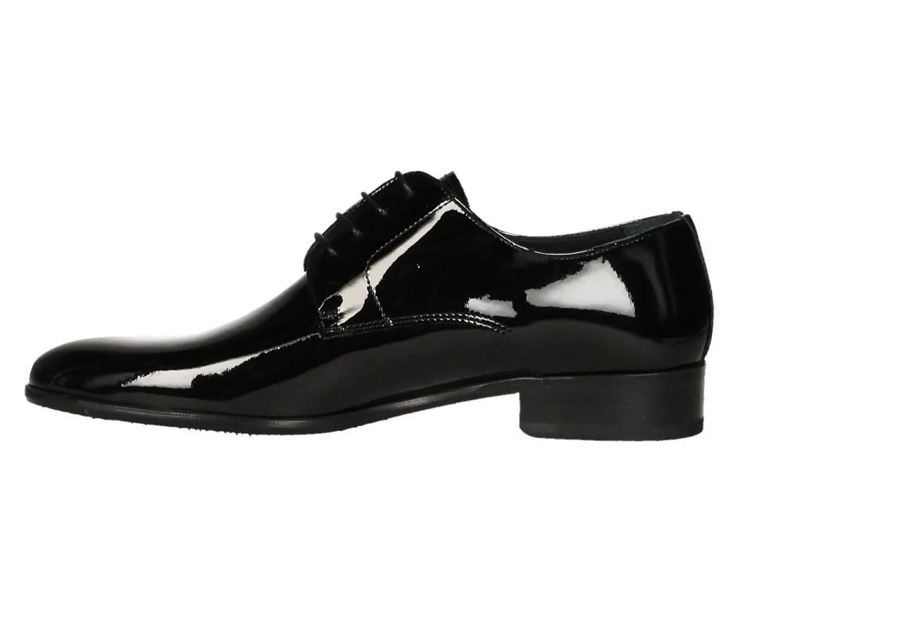 Blucher Liso Charol Negro Piso Suela