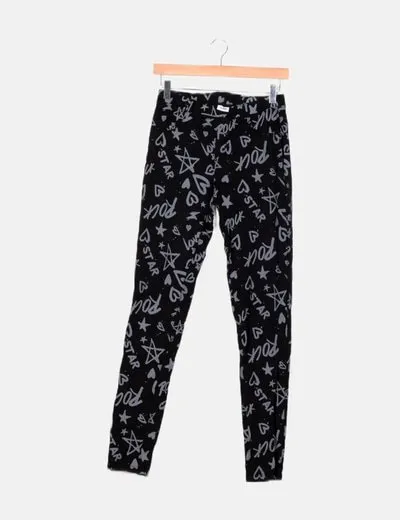Blukids Legging negro estampado letras grises