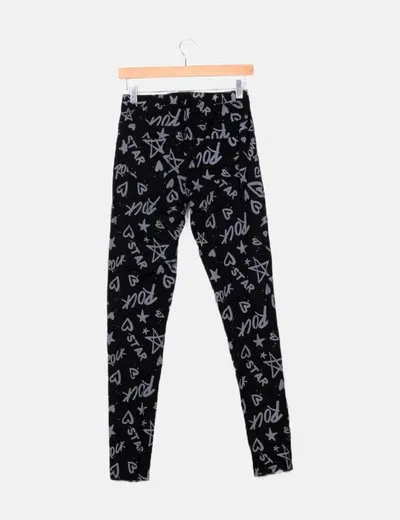 Blukids Legging negro estampado letras grises