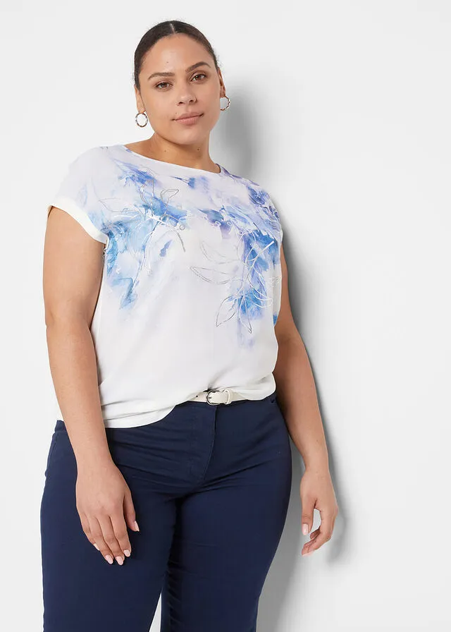 Blusa con estampado de flores Verde alga
