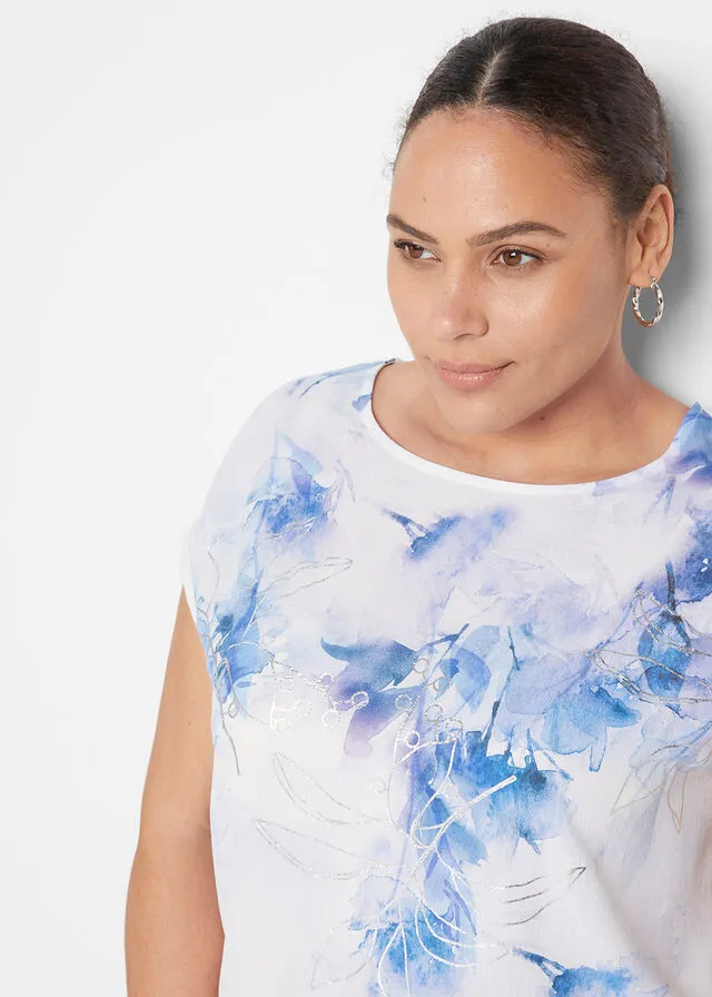 Blusa con estampado de flores Verde alga
