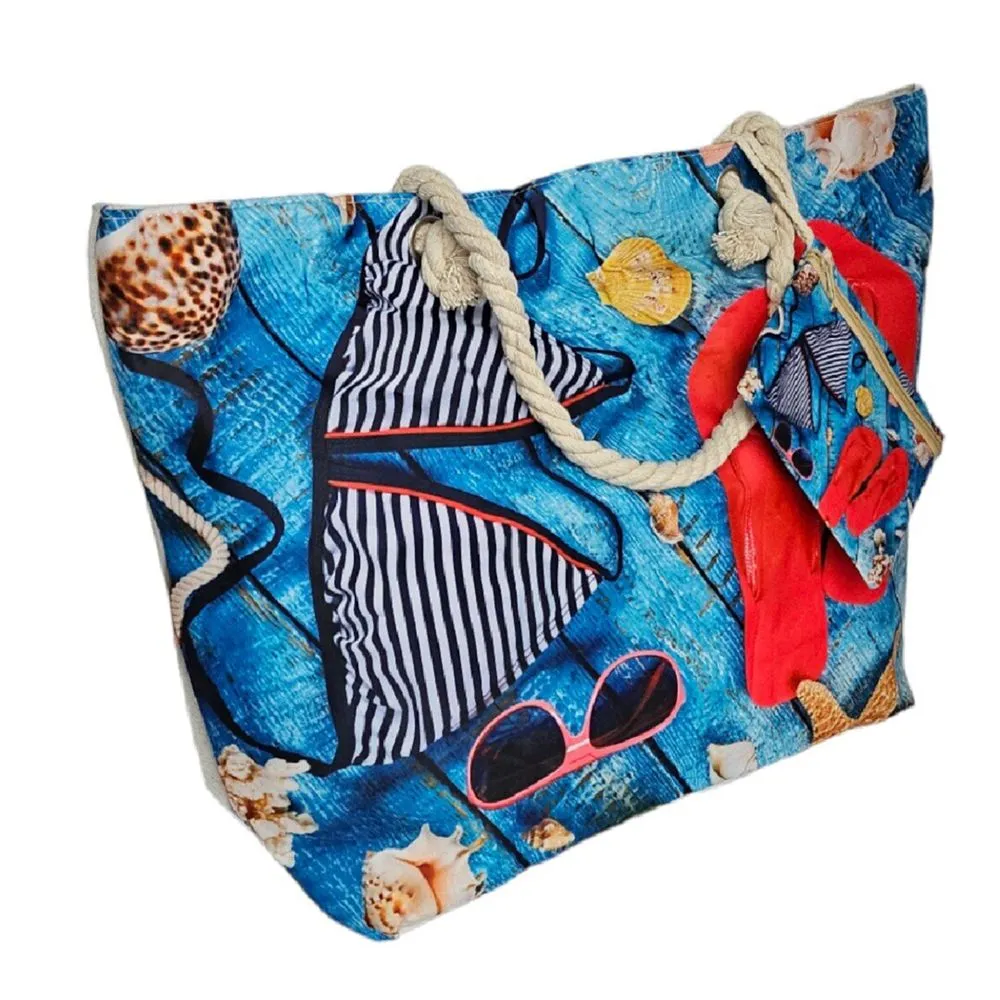 Bolso Shopper Playa Multicolor con Monedero para Mujer