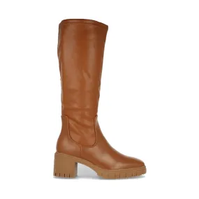 Botas altas con plataforma y suela track mujer color camel