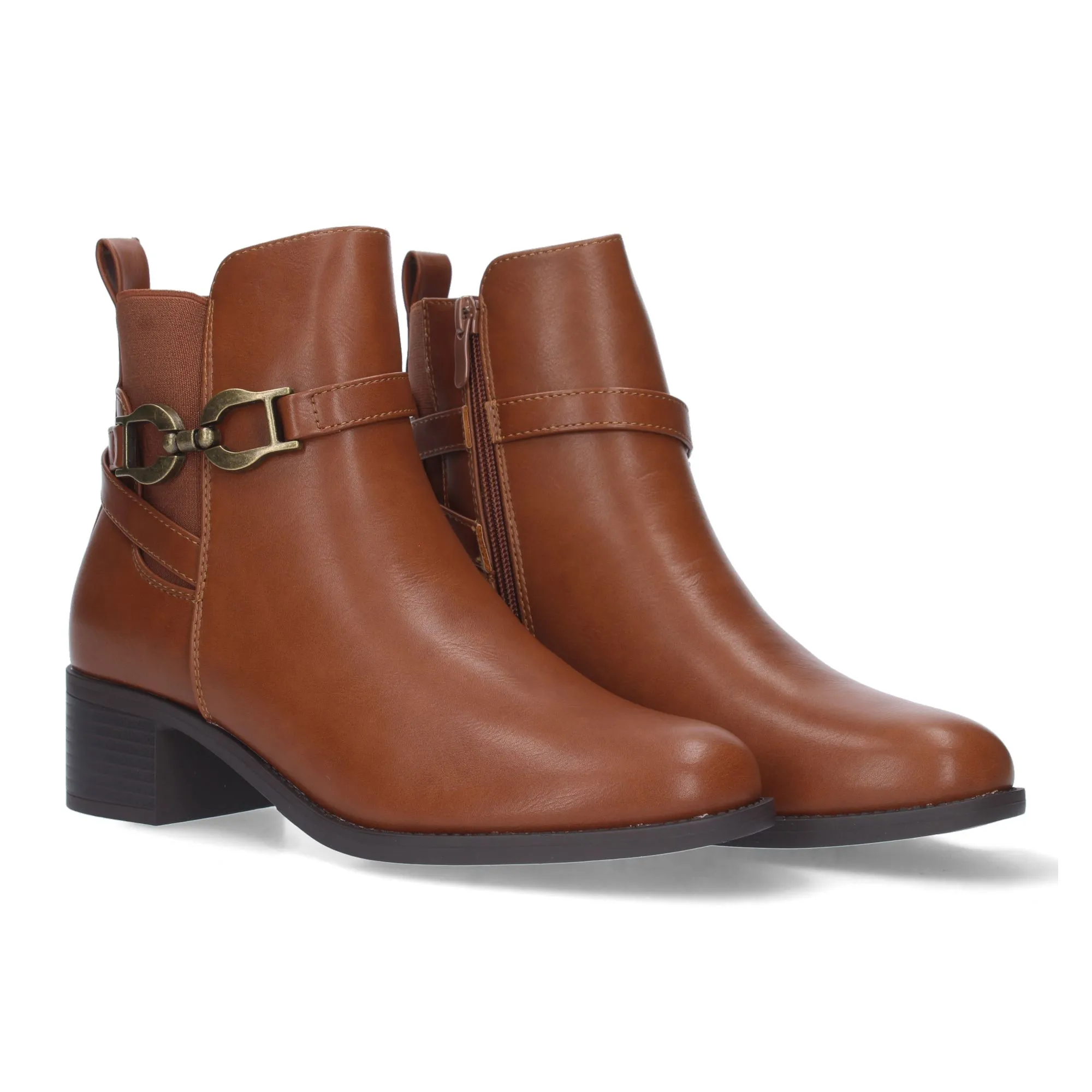 BOTINES COLOR CAMEL ESTILO ELEGANTE PARA MUJER ZS110