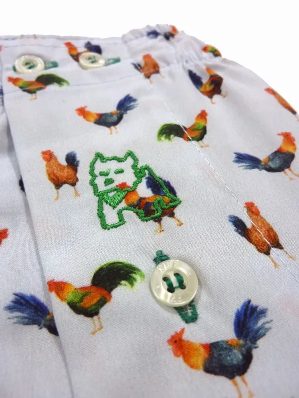 BOXER KIFFKIFF DE TELA ESTAMPADO CON GALLOS