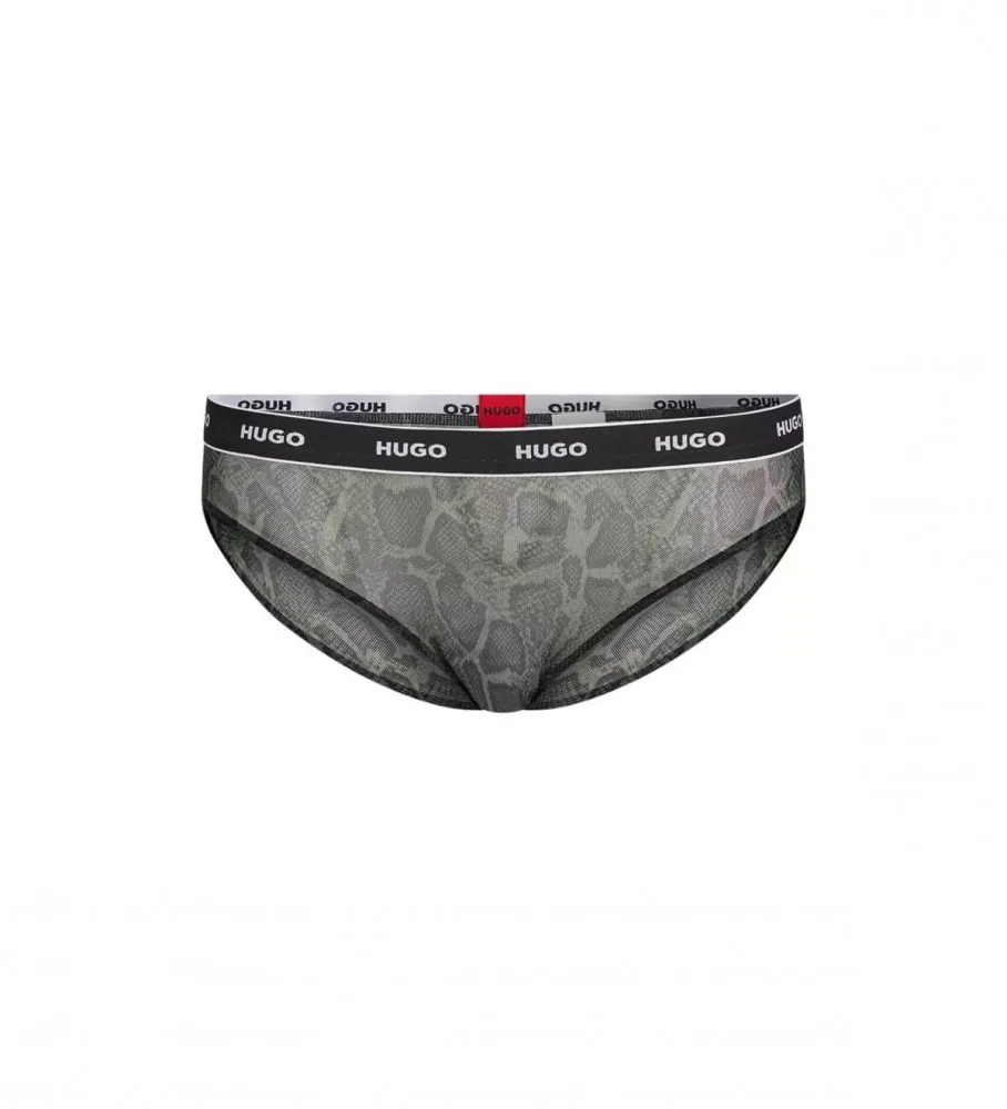Braguitas de malla con estampado de serpiente verde grisaceo