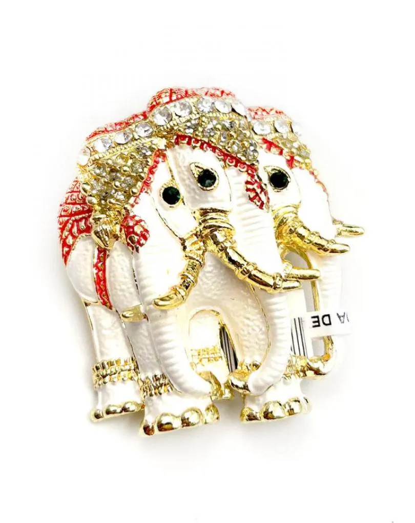 BROCHES DE INDIA CON MANADA DE ELEFANTES BLANCOS
