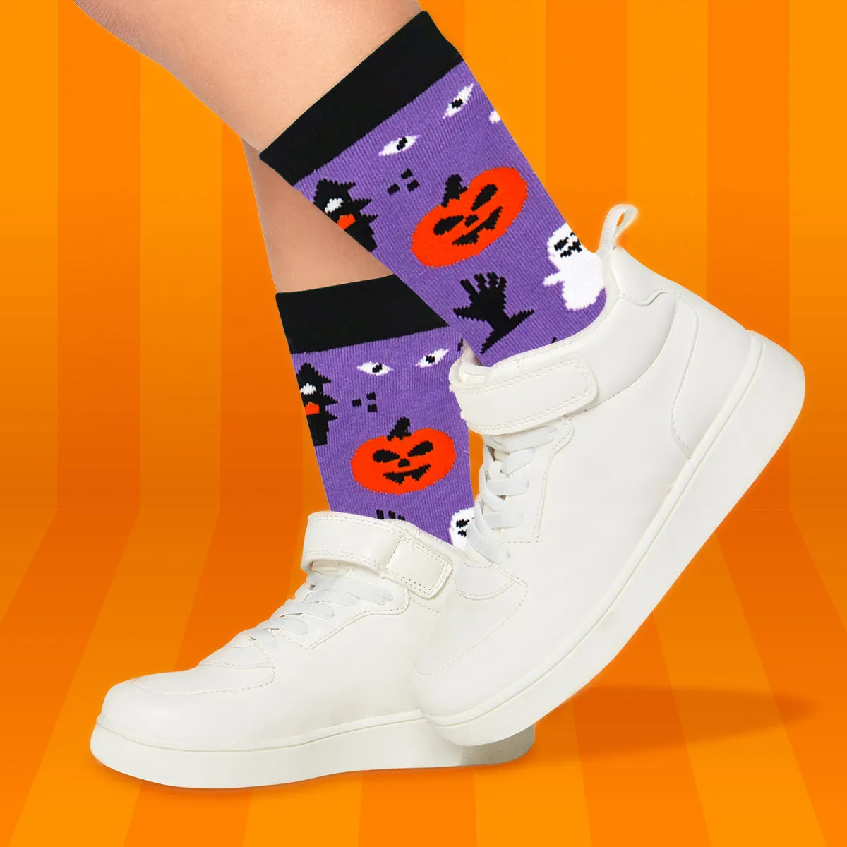 Calcetines color Morado con Diseo de Halloween