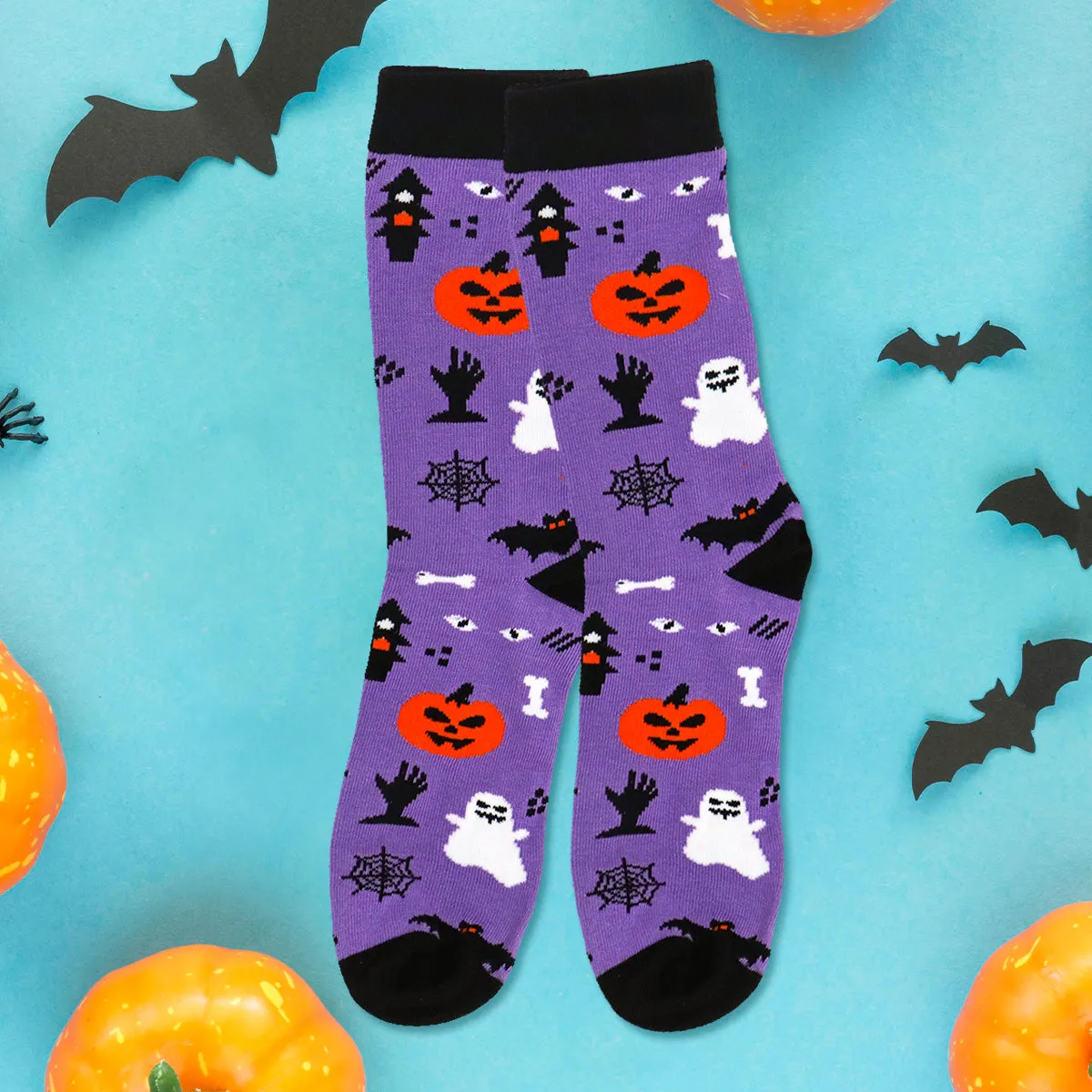Calcetines color Morado con Diseo de Halloween