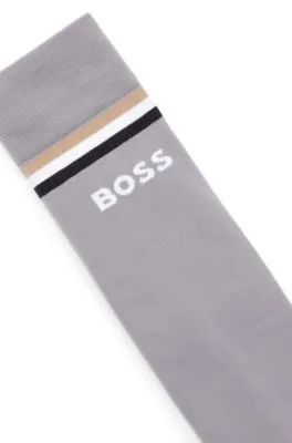 Calcetines de equitación con rayas y logo de la marca