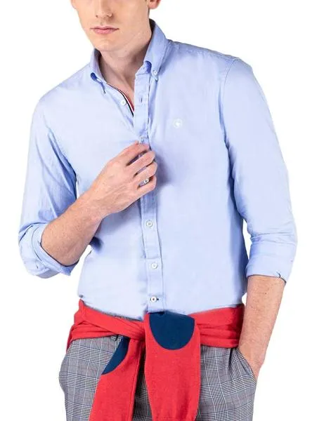 camisa el ganso basico azul para hombre