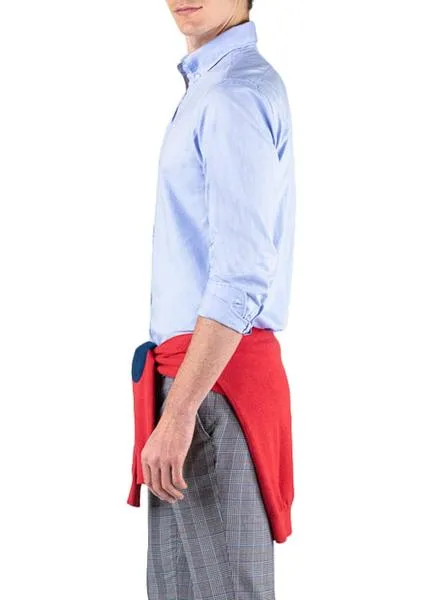camisa el ganso basico azul para hombre