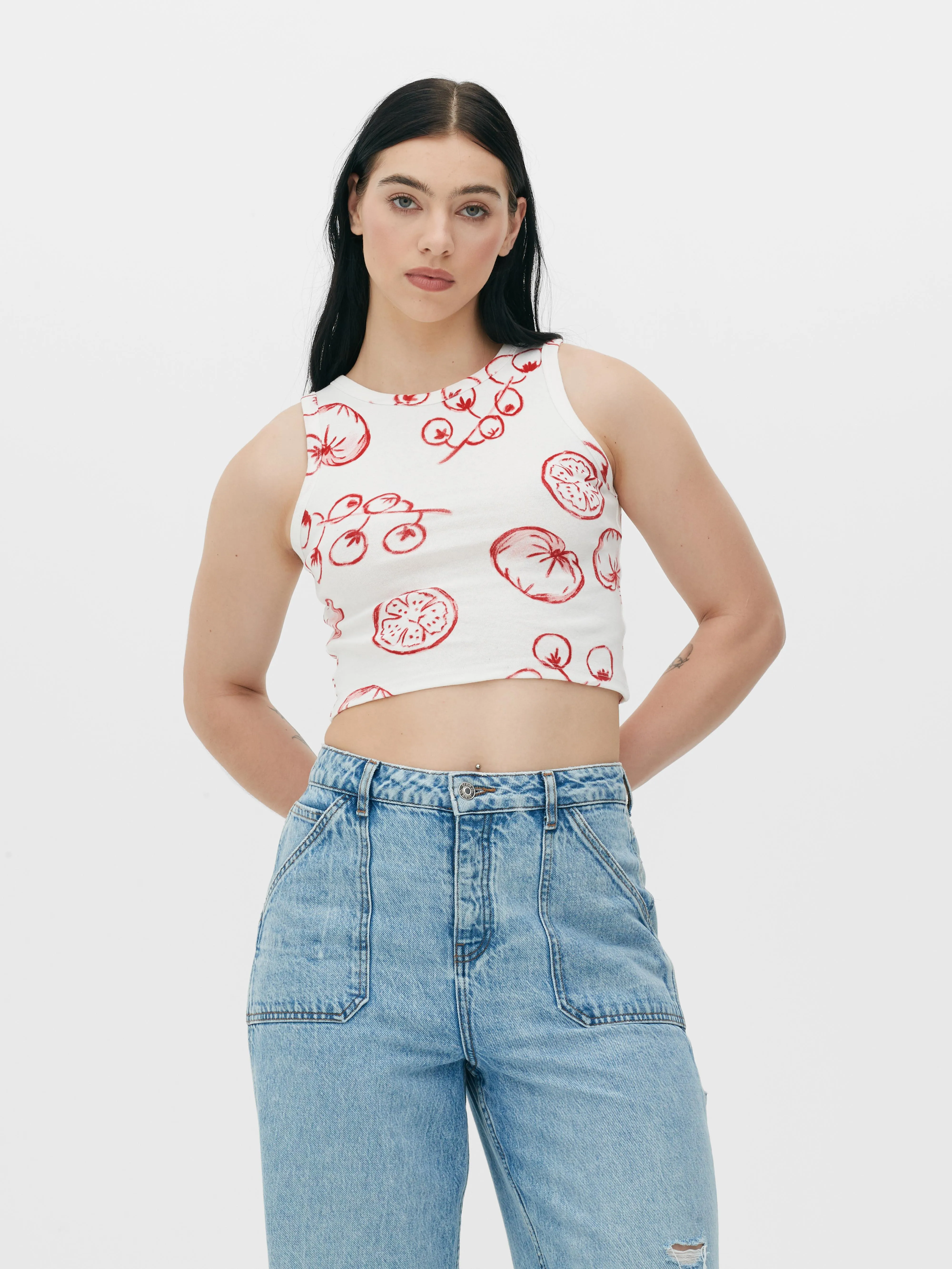 Camiseta corta sin mangas con estampado gráfico