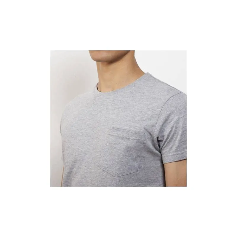 Camiseta de manga corta y cuello redondo de 4 capas con bolsillo frontal