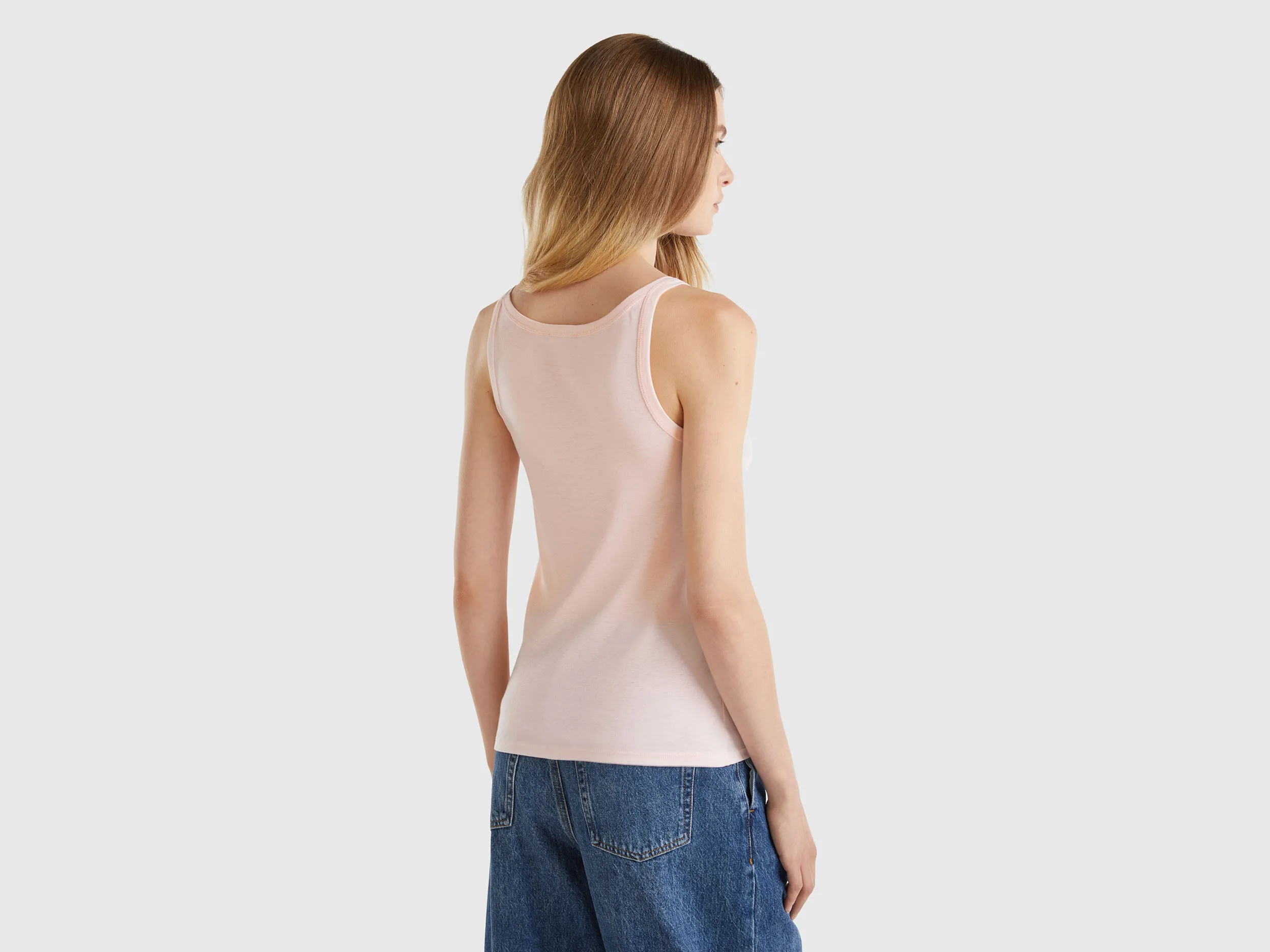 Camiseta de tirantes rosa pastel de 100 % algodón