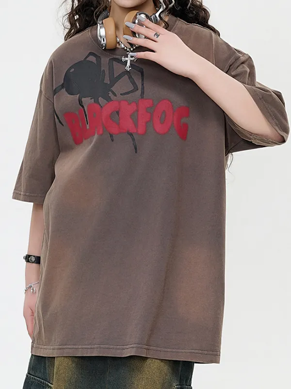Camiseta extragrande de manga corta con estampado de araña