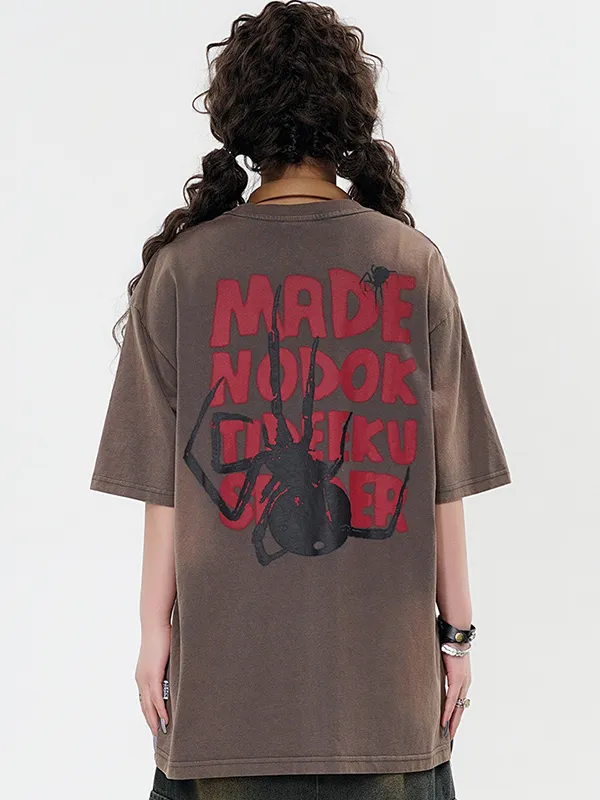 Camiseta extragrande de manga corta con estampado de araña