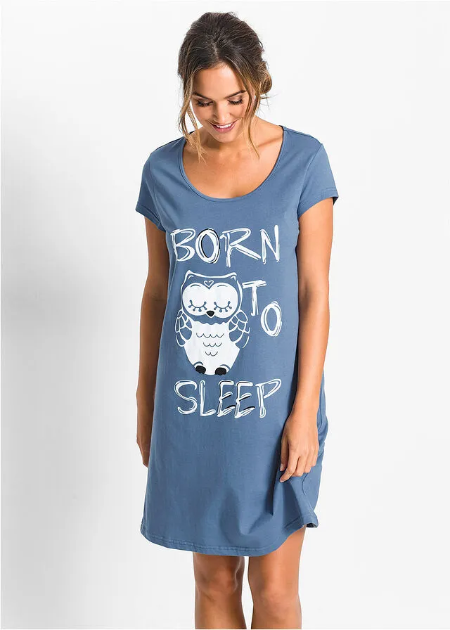 Camisón estampado animales Azul/estampado de búho