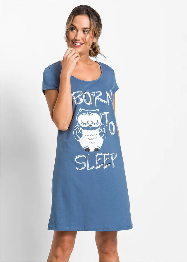 Camisón estampado animales Azul/estampado de búho