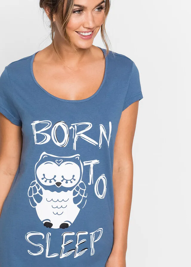 Camisón estampado animales Azul/estampado de búho