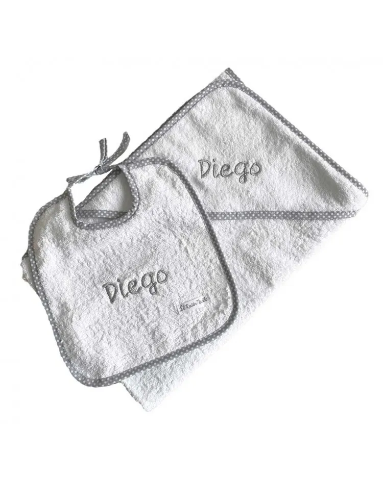 Canastilla bebe completa en blanco y gris