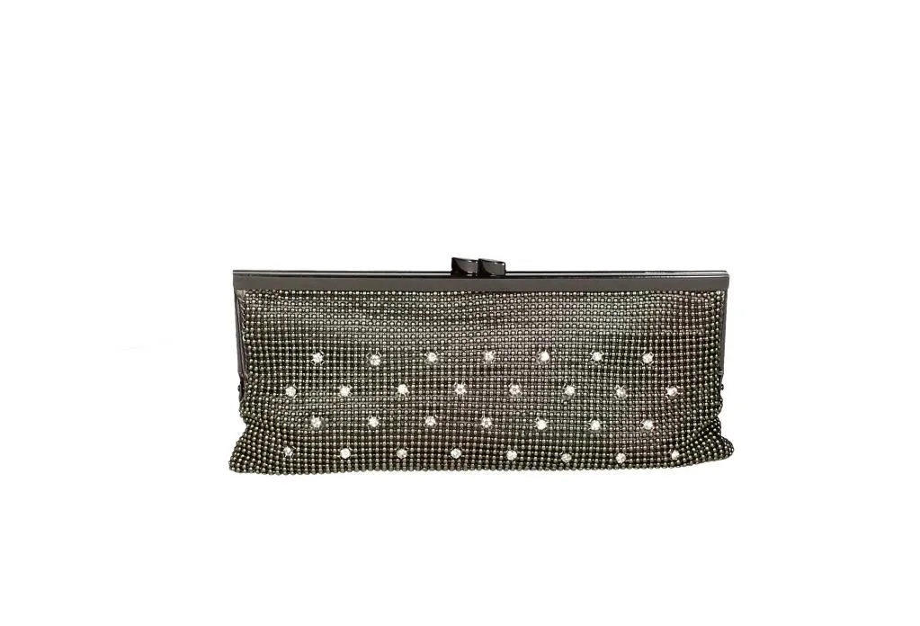 Cartera Plomo Malla Con Cristales Separados