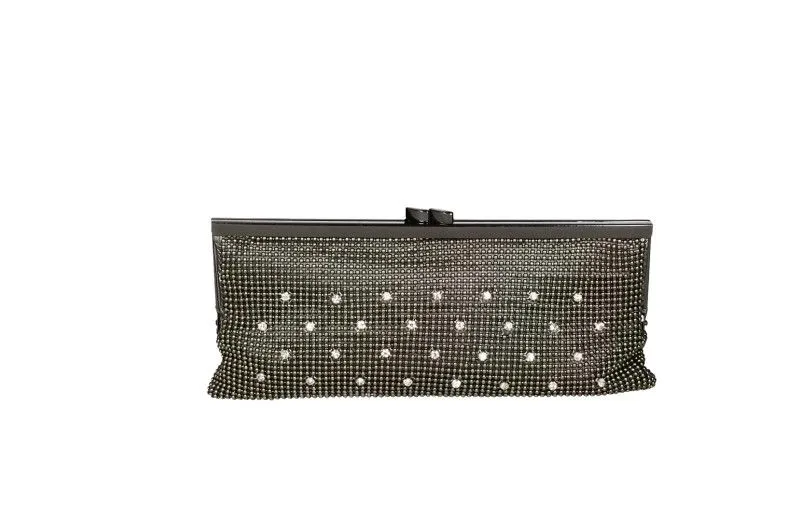 Cartera Plomo Malla Con Cristales Separados