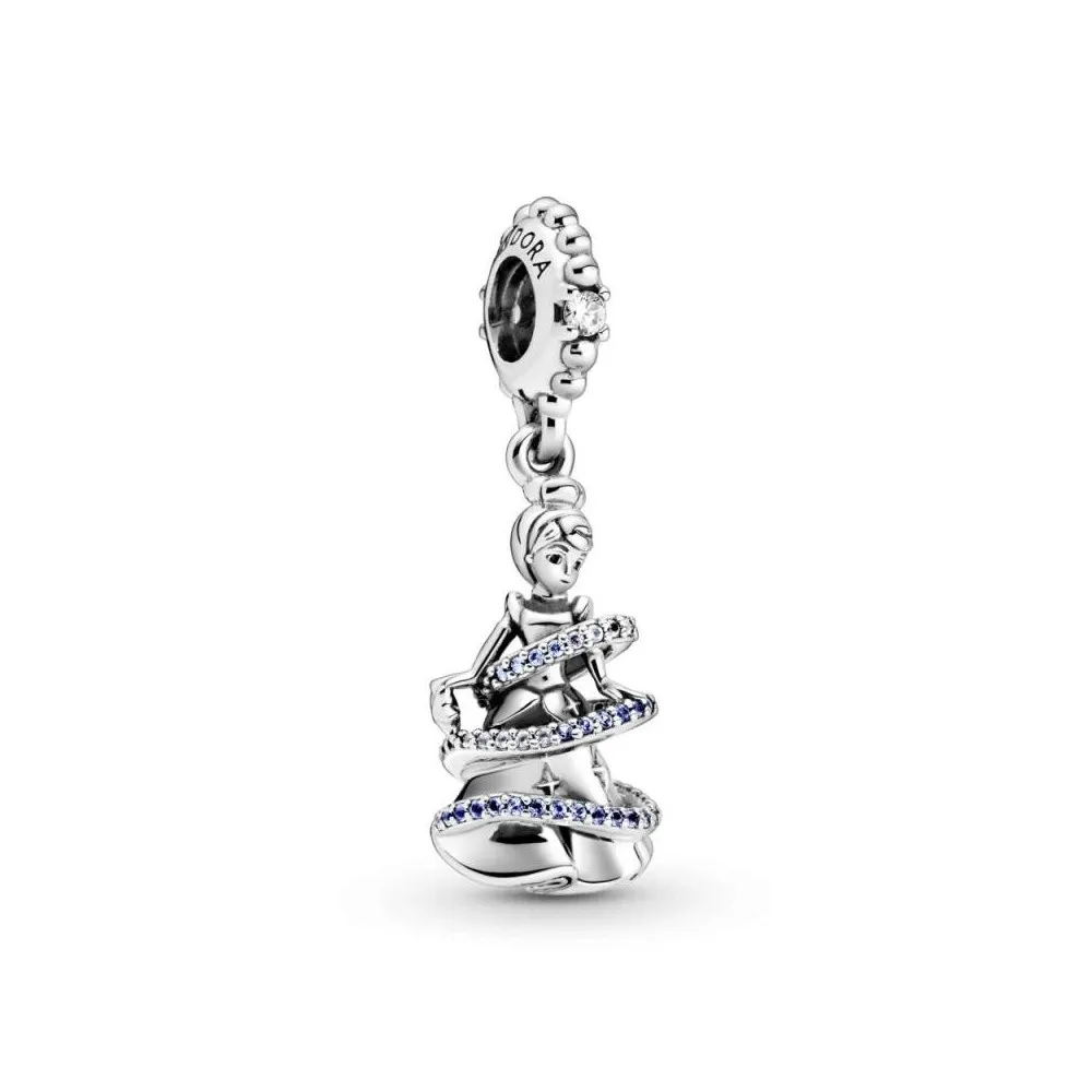 Charm Disney Momento mágico de Cenicienta en plata de ley con cristales azul clara y azul