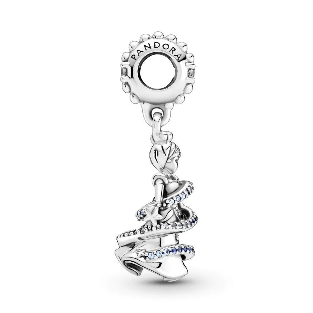 Charm Disney Momento mágico de Cenicienta en plata de ley con cristales azul clara y azul