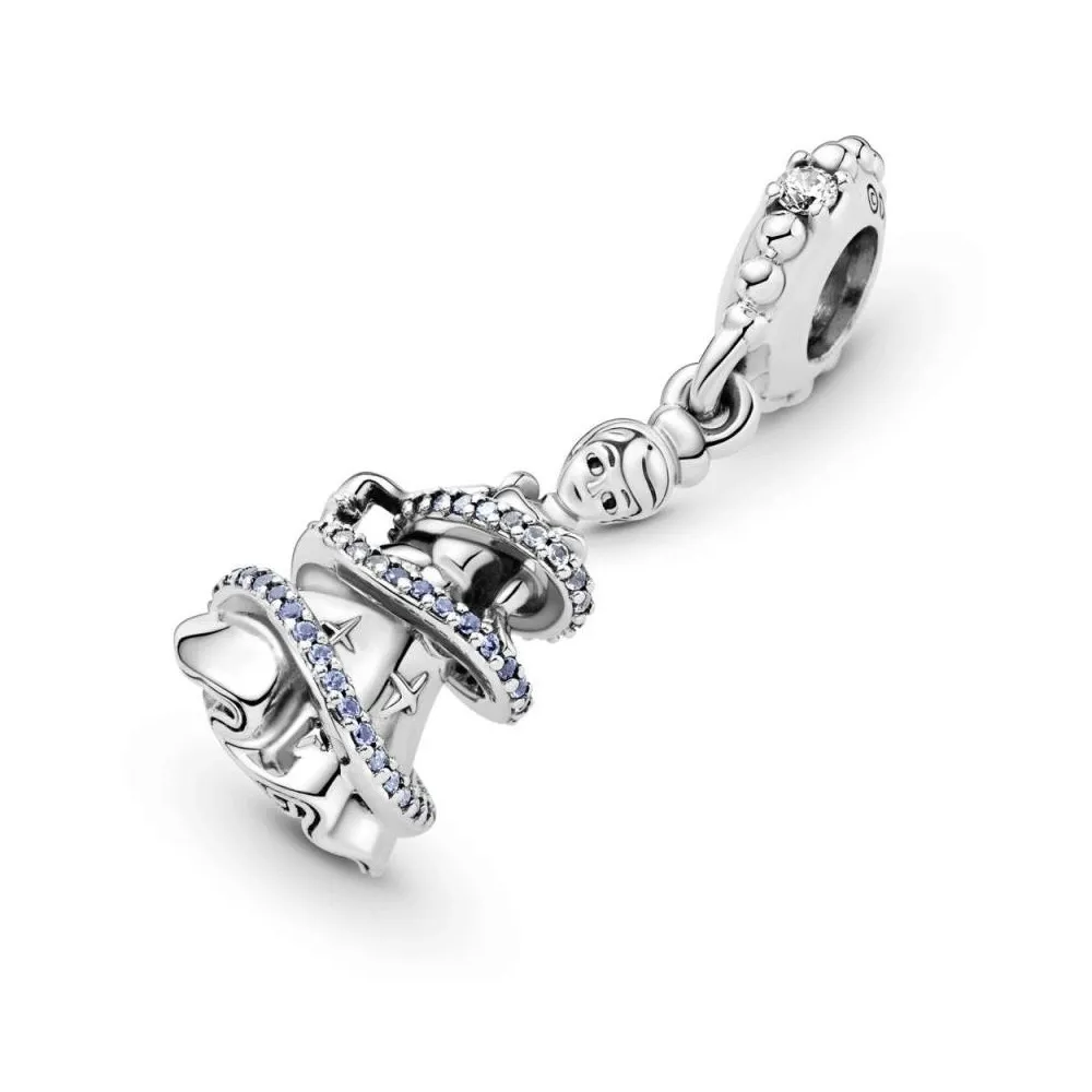 Charm Disney Momento mágico de Cenicienta en plata de ley con cristales azul clara y azul