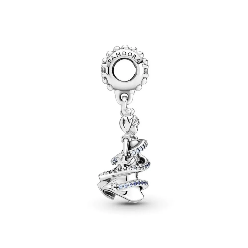 Charm Disney Momento mágico de Cenicienta en plata de ley con cristales azul clara y azul