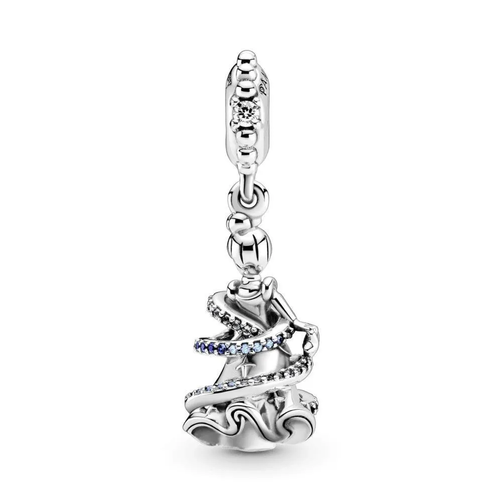 Charm Disney Momento mágico de Cenicienta en plata de ley con cristales azul clara y azul