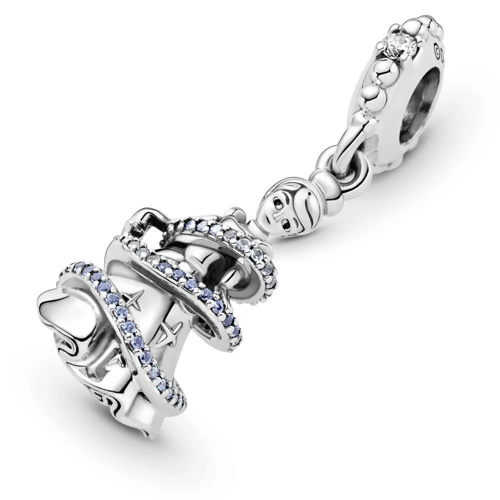 Charm Disney Momento mágico de Cenicienta en plata de ley con cristales azul clara y azul