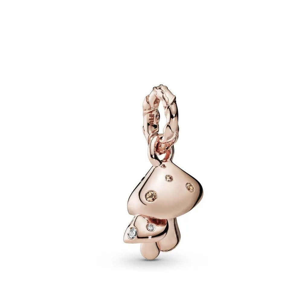 Charm Pandora colgante Seta Brillante con cristales rosas y cironitas transparentes