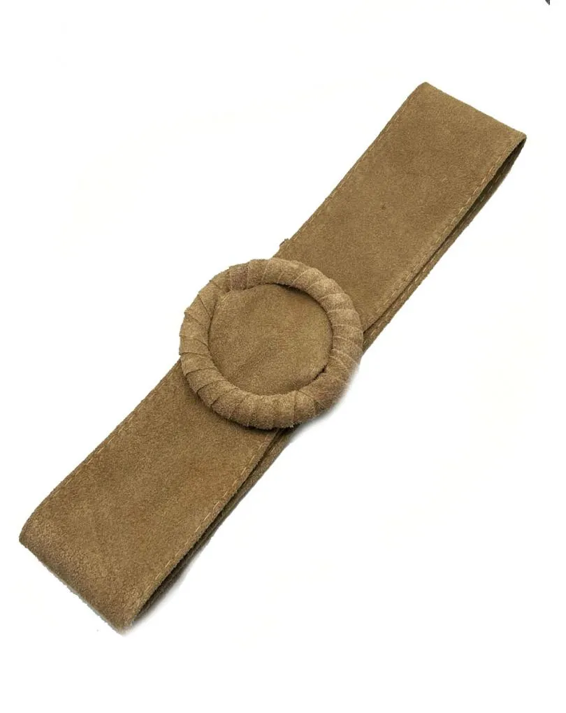 CINTURONES PARA MUJER EN BEIGE DE ANTE CON HEBILLA EN EL TONO