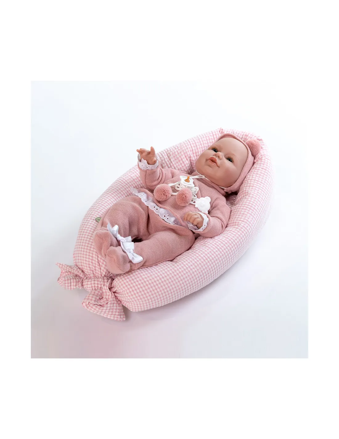 Cojín nido vichy rosa para muñecas de Bebelux