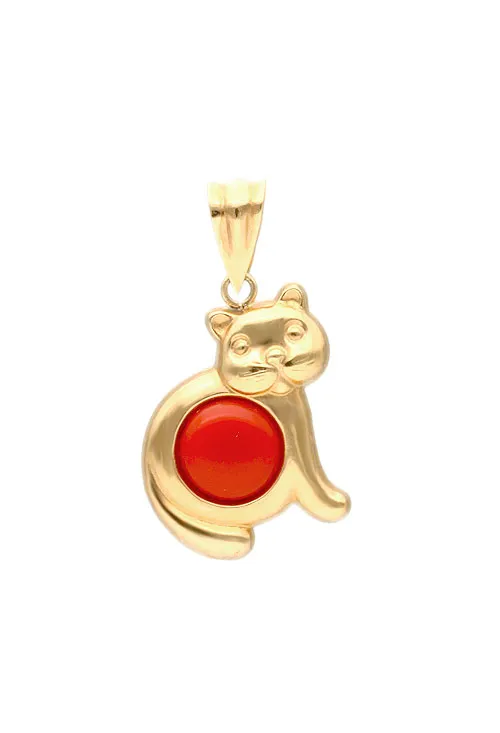 Colgante oro amarillo 18k gato rojo