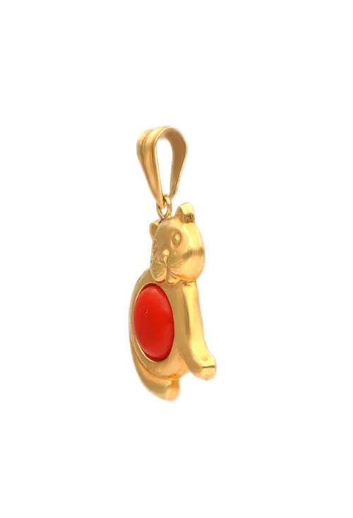 Colgante oro amarillo 18k gato rojo
