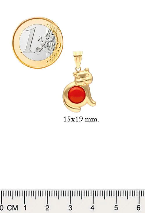 Colgante oro amarillo 18k gato rojo