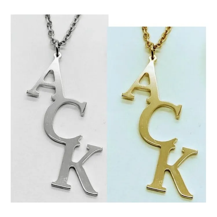 Colgantes de 3 letras  plata de ley (cadena incluida)