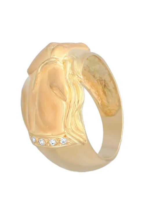 CONJUNTO ORO 18K PENDIENTES Y SORTIJA CABALLOS 001_0440051